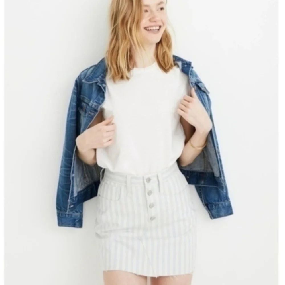 Madewell Stretch A-Line Mini Skirt in Pompano Stripe​​​​
